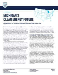 issue brief  MICHIGAN’S CLEAN ENERGY FUTURE Opportunities to Cut Carbon Pollution Under the Clean Power Plan Michigan has an opportunity to tap a well of economic