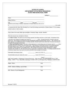 STATE OF ALASKA DEPARTMENT OF NATURAL RESOURCES STATE WIDE BOND POOL FORM APMA #  .