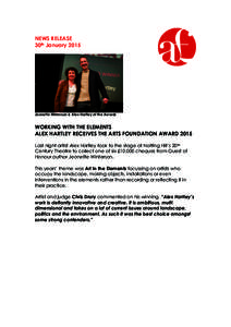 NEWS RELEASE 30th January 2015 Jeanette Winterson & Alex Hartley at the Awards  WORKING WITH THE ELEMENTS