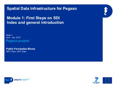 Spatial Data Infrastructure for Pegaso Module 1: First Steps on SDI Index and general introduction Week 1 April - July 2012