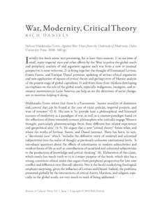 War, Modernity, Critical Theory