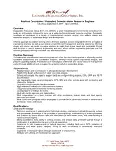 Position Description-Watershed Scientist/Engineer