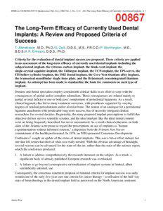 JOMI on CD-ROM (1997 © Quintessence Pub. Co.), 1986 Vol. 1, No[removed]): The Long-Term Efficacy of Currently Used Dental Imp