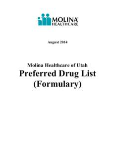 August[removed]Molina Healthcare of Utah Preferred Drug List (Formulary)