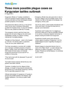 Three more possible plague cases as Kyrgyzstan battles outbreak