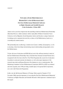 Cairo Declaration Towards a Euro-Mediterranean Higher Education & Research Area