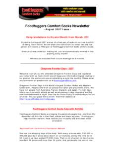 FootHuggers Comfort Socks Newsletter - August 2007