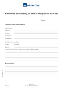 Print  Reset Notification of incapacity for work or occupational disability