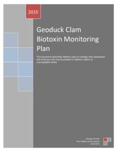 Geoduck Clam Biotoxin Monitoring Plan