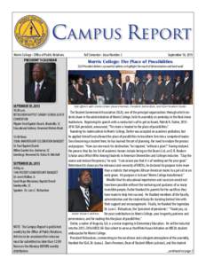 Campus Report Morris College - Office of Public Relations PRESIDENT’S CALENDAR Fall Semester - Issue Number 2