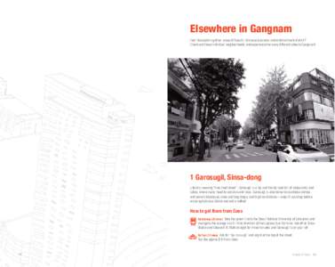 Elsewhere in Gangnam Feel like exploring other areas of Seoul’s infamous business and entertainment district? Check out these individual neighborhoods and experience the many different sides to Gangnam! 1 Garosugil, Si