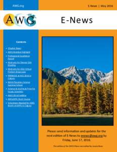 AWG.org  E-News ǀ May 2016 E-News Contents