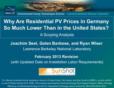 Why Are Residential PV Prices in Germany So Much Lower Than in the United States?