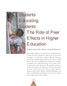 Students Educating Students: The Emerging Role of Peer Effects in Higher Education - Summary