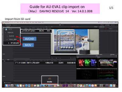 Guide for AU-EVA1 clip import on （Mac） DAVINCI RESOLVE 14 VerImport from SD card AVCHD MOV