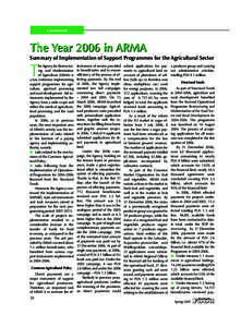 Government  The Year 2006 in ARMA Summary of Implementation of Support Programmes for the Agricultural Sector