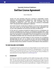 End User License Agreement  Specialty Technical Publishers End User License Agreement Version 3.0 (February 2015)