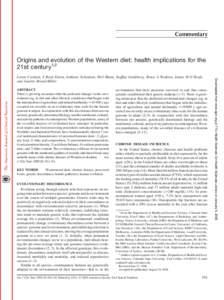 Commentary  Origins and evolution of the Western diet: health implications for the 21st century1,2  ABSTRACT