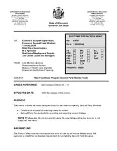 New FoodShare Second Party Review Tools, Operations Memo 04-58