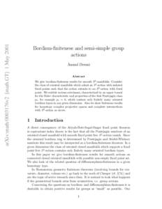 arXiv:math/0003176v2 [math.GT] 1 MayBordism-finiteness and semi-simple group actions Anand Dessai Abstract
