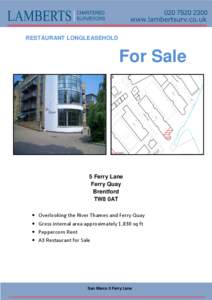 RESTAURANT LONGLEASEHOLD  For Sale 5 Ferry Lane Ferry Quay