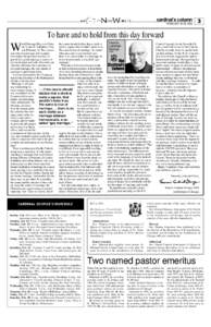 cardinal’s column FEBRUARY 15-28, [removed]To have and to hold from this day forward