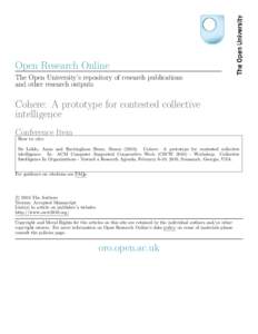 Open Research Online The Open University’s repository of research publications and other research outputs Cohere: A prototype for contested collective intelligence