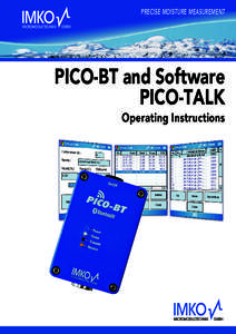 PRECISE MOISTURE MEASUREMENT  PICO-BT and Software PICO-TALK Operating Instructions