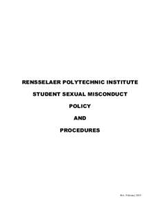 RENSSELAER POLYTECHNIC INSTITUTE STUDENT SEXUAL MISCONDUCT POLICY AND PROCEDURES