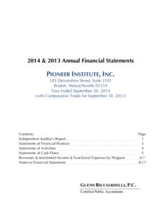 Pioneer FY2014 Notes to Financial Statements