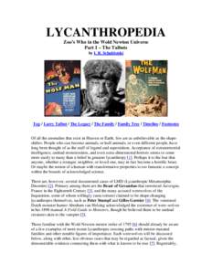 LYCANTHROPEDIA Zoo’s Who in the Wold Newton Universe Part 1 – The Talbots