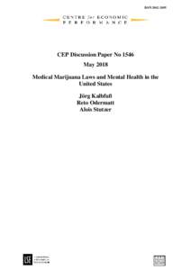 ISSNCEP Discussion Paper No 1546 May 2018 Medical Marijuana Laws and Mental Health in the United States