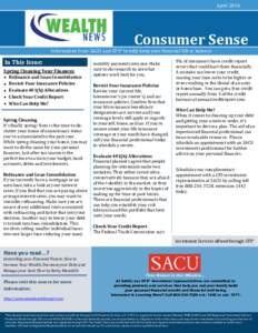 AprilConsumer Sense Information from SACU and CFS* to help keep your financial life in balance