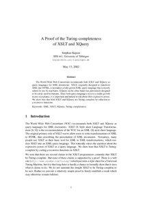 A Proof of the Turing-completeness of XSLT and XQuery Stephan Kepser