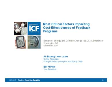 Most Critical Factors Impacting Cost-Effectiveness of Feedback Programs Behavior, Energy and Climate Change (BECC) Conference Washington, DC December, 2014