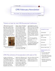 01 FebruaryCPRI February Newsletter The Center for Paranormal Research and Investigation Volume 4, Issue 2
