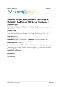 Article ID: WMC001572Effect Of Varying Sample Size In Estimation Of Reliability Coefficients Of Internal Consistency