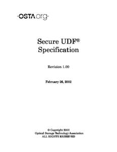 Secure UDF® Specification Revision 1.00 February 26, 26, 2002