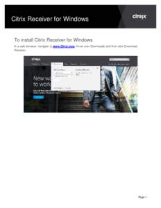 Citrix Receiver Installation Guide for Windows