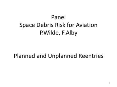 Panel Space Debris Risk for Aviation P.Wilde, F.Alby Planned and Unplanned Reentries
