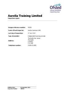 Aurelia Training Limited Inspection report