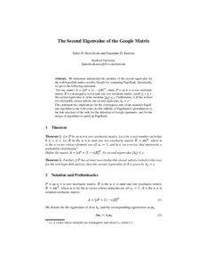 The Second Eigenvalue of the Google Matrix Taher H. Haveliwala and Sepandar D. Kamvar Stanford University