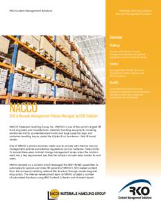 RKO Content Management Solutions  Materials Handling Industry Records Management Solution  Overview