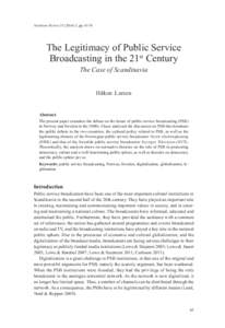 Nordicom Review, ppThe Legitimacy of Public Service Broadcasting in the 21st Century The Case of Scandinavia Håkon Larsen
