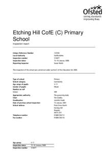 Etching Hill CofE (C) Primary School Inspection report Unique Reference Number Local Authority