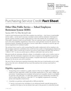 275 East Broad Street Columbus, OHwww.strsoh.org  Purchasing Service Credit Fact Sheet