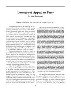 Shachtman: Lovestone’s Appeal to Party [August 15, [removed]Lovestone’s Appeal to Party by Max Shachtman
