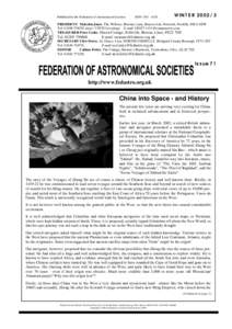 Published by the Federation of Astronomical Societies  ISSNWINTER