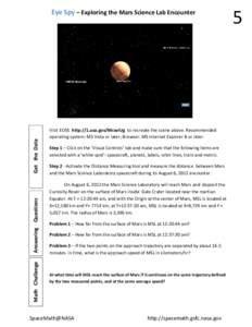 Eye Spy – Exploring the Mars Science Lab Encounter      Math   Challenge    Answering    Questions 