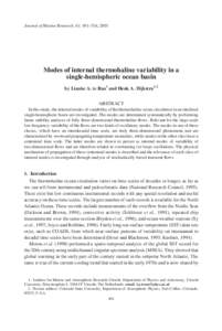 Journal of Marine Research, 61, 491–516, 2003  Modes of internal thermohaline variability in a single-hemispheric ocean basin by Lianke A. te Raa1 and Henk A. Dijkstra1,2 ABSTRACT